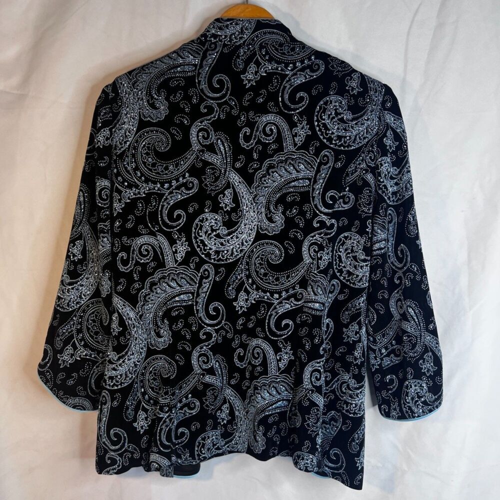 Alex Evenings 2 PC SET Blazer & Tank Sparkly Paisley Metallic Dressy Cocktail MD - Picture 2 of 13